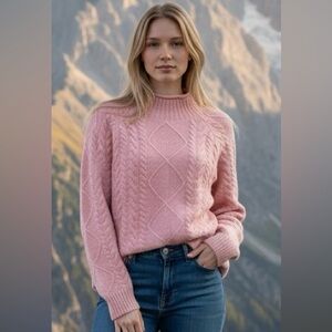 J. Crew Dusty Rose Sweater Supersoft Merino Wool & Alpaca Cozy Warm Rollneck Lg